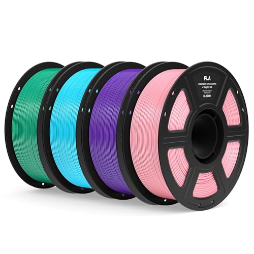 Image of ELEGOO PLA Filament 1.75mm Bundle 4KG, 3D Printer Filament Dimensional Accuracy + /- 0.02mm, 4pcs 1kg Spool(2.2lbs) Fit Most FDM 3D Printers (Pink, Purple, Sky Blue, Sea Green)