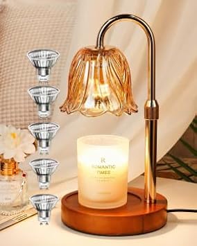 Funistree Candle Warmer Lamp, Gold Candle Lamp Warmer with Timer & Dimmer with 5 Bulbs, Mothers Day Birthday Gifts for Women Mom, House Warming Gift New Home Bedroom Decor, Height Adjustable