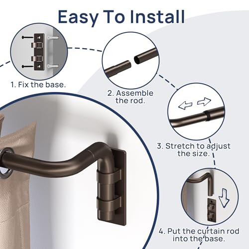 Image of ENJOYBASICS 48-84 inch Wrap Around Curtain Rod, Quick Curtain Change, Bronze