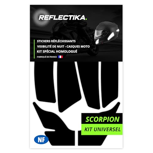 Kit Spécial Autocollants Stickers Réfléchissants pour Casque Moto Scorpion Kit Universel - Adhésif Noir de Signalisation Homologués Normes Française -...