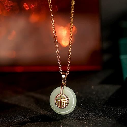 Christmas Gifts For Women Good Fortune Pendant Necklace in 18kt Gold Plated Jade Necklace for Women2