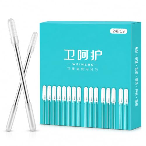 Image of Reusable Ear Cleaning Kit with Soft Silicone Tips, 24 PCS Ear Wax Cleaner Tool Set, Stainless Steel Ear Pick with Protective Caps, Portable Ear Cleaner for Men, Women & Kids