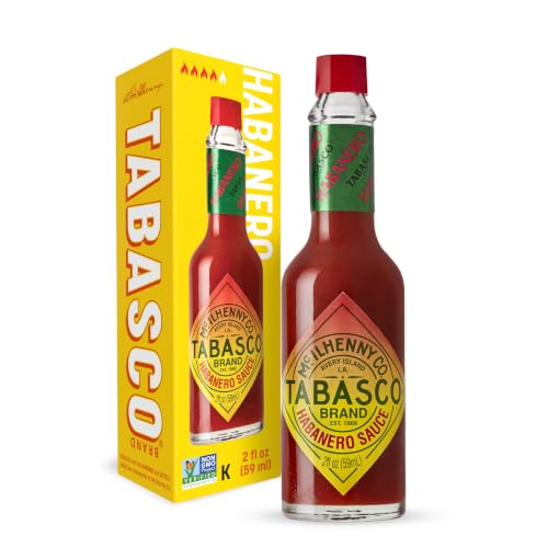 TABASCO® Brand Habanero Sauce, Spicy &amp; Fruity Habanero Hot Sauce, Glass Bottle, Jamaican-Style, Packed with Heat, Great for Wing Sauce, Shrimp Kabobs, &amp; More, 2 Fl Oz (Pack of 1)