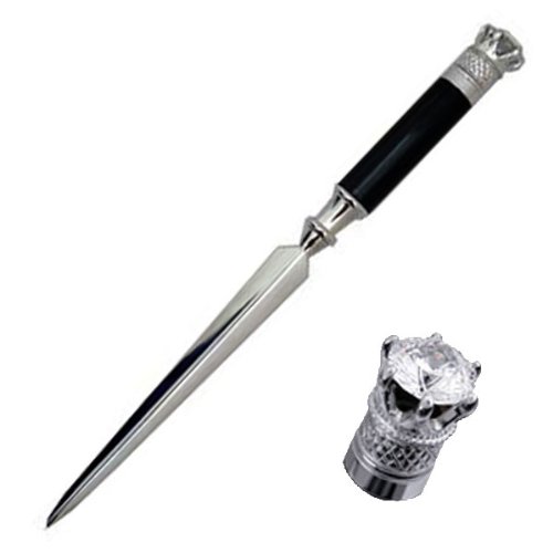 Crown Letter Opener with Clear Oktant Crystal, Sword-Design, 6.25