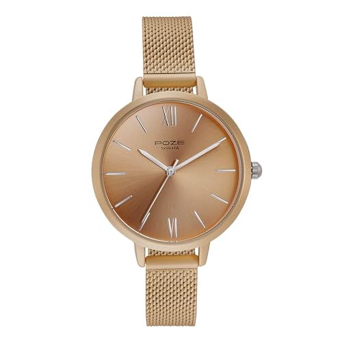 Sonata Poze Quartz Analog Beige Dial Mesh Strap Watch for Women-SP80075KM04W (B0CXDJDL5B) Amazon Price History, Amazon Price Tracker