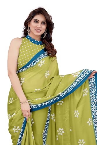 Image of MIRCHI FASHION Saree for Woman Chiffon Batik Printed | Lightweight Daily Wear Women's Office Sari with Blouse Piece (Available in 40 Colours)