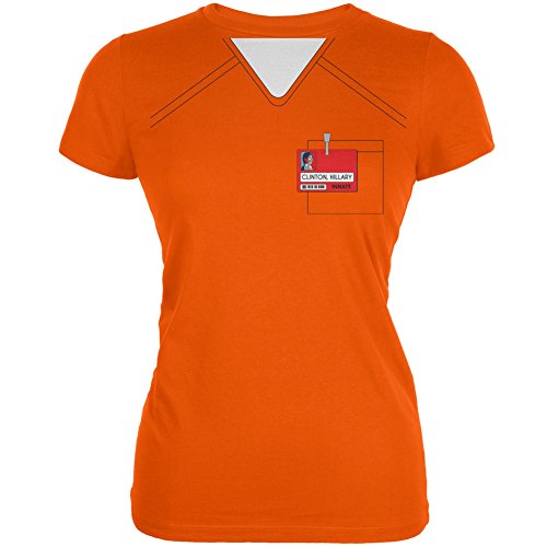 Old Glory Halloween Election Hillary Clinton Prison Costume Orange Juniors Soft T-Shirt - X-Large