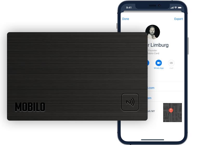 Mobilo Digital Business Card With QR Code – NFC Business Card Tap Compatible With Apple Iphone & Android | Premium Metal Black Card for Networking,