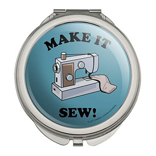 Make It Sew So Sewing Funny Compact Travel Purse Handbag Makeup Mirror image 5