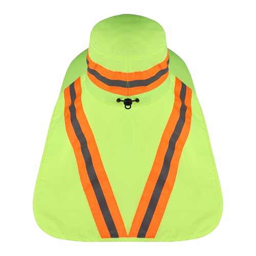 Image of High Visibility Sun Bucket Hat Reflective Neon Boonie Hat Summer Wide Brim Mesh Fishing Cap for Men Women