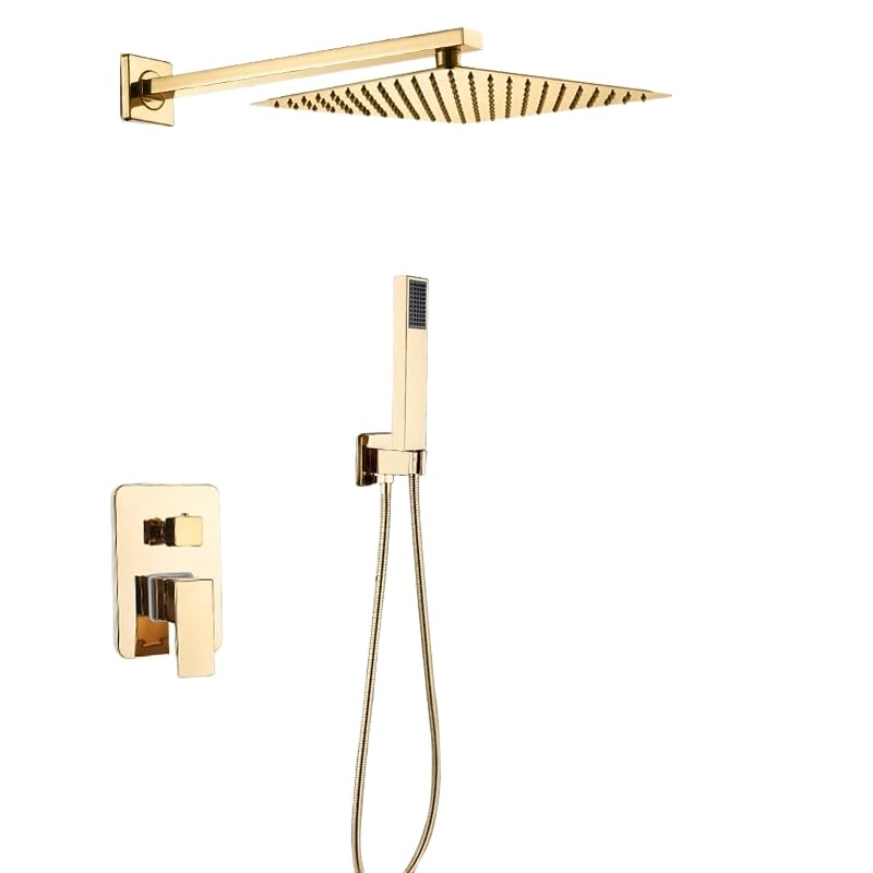 Eau chaude et froide gérée par kit de douche de luxe doré avec robinet mural intégré 25,4 cm