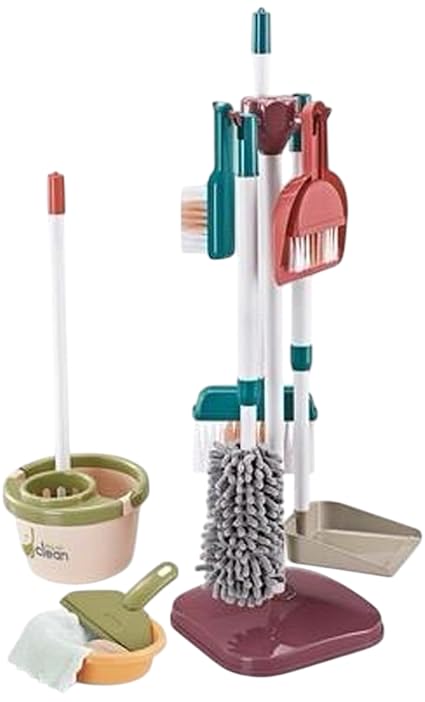 Gigzo Land Kids Cleaning Tool Set – 18 PCS Colourful Pretend Play Housekeeping Toys with Brooms, Mops, Dustpans & More – Kids Role Play Cleaning Toys – Motor Skills Development Toy Gifts for Toddlers