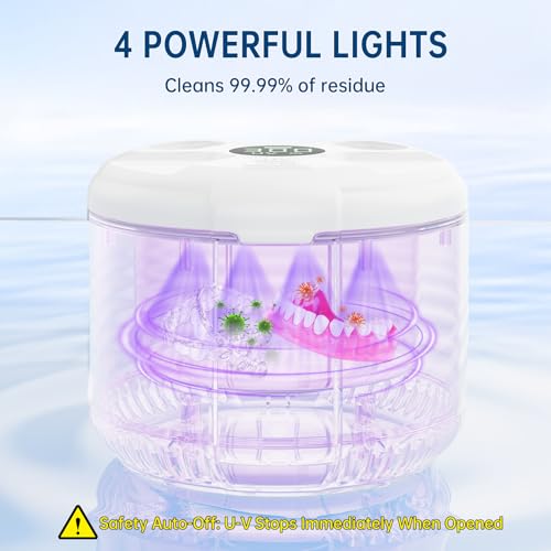 Image of 45kHz Ultrasonic Retainer Cleaner Machine Denure Cleaning Pod with Digital Timer for Mouth Guard, Aligner, Night Guard, Braces, Toothbrush, Jewelry, 200ML Tank