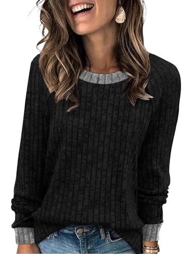 WIHOLL Fall Outfits for Women 2025 Black Long Sleeve Shirts
