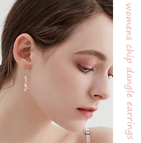 SAMOCO 10 Pairs Natural Stone Beaded Dangle Earrings for Women Colorful Crystal Drop Hook Earrings Chakra Gemstone Chip Earrings Set Meditation Yoga Jewelry2