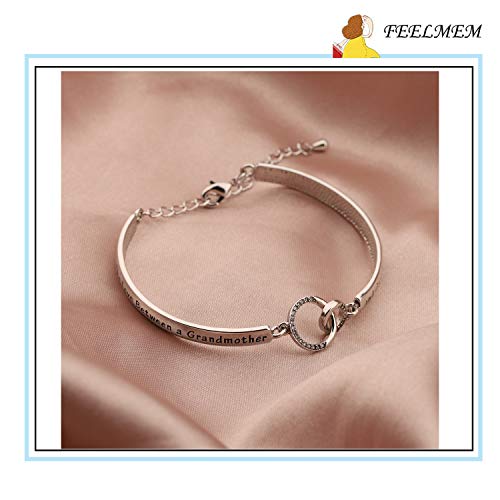 FEELMEM Family Jewelry Grandma Bracelet The Love Between Grandmother and Granddaughter is Forever Bracelet Nana Gifts (silver) - Image 5
