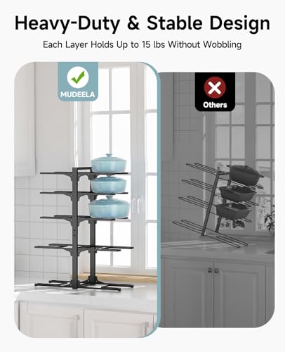 Image of MUDEELA 10-Tier Pots and Pans Organizer Rack, 23.62 inch H for Cast-iron Pans
