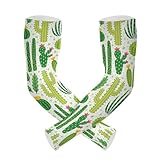 KLL Manguitos con orificios para los pulgares, protección solar UV, planta de cactus occidental, mexicana, manguito de compresión para tenis, planta de cactus occidental mexicana, talla única, Planta