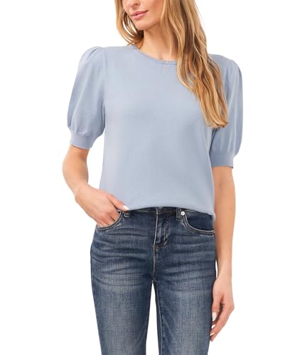 CeCe Women's Short Sleeve Pearl Back Sweater