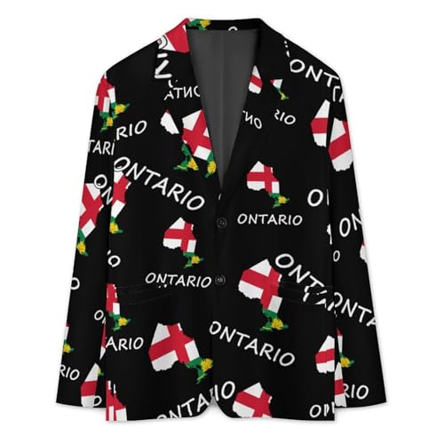 Ontario Flag Canada Canadian Classic Suits Blazer for Men Business Tuxedo Jacket Sport Coat Two Buttons3