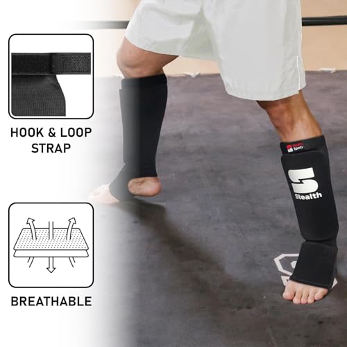 Stealth Sports Boxing Shin Guard - Professional Muay Thai Shin Guards - 12mm Thick Leg & Foot Shin Instep Guard - Protective Sparring Gear for MMA, Taekwondo, Karate, Kickboxing, Men & Women (M) - Image 5
