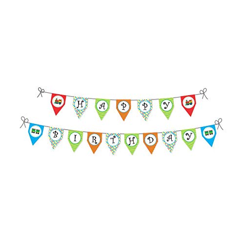 Image of PRETTY UR PARTY Train Party decorations Kit - 80 pcs includes Bunting, balloons, thank you, centerpiece, danglers, Caps, Party Supplies, Train Birthday Decor, DIY decor Pack for kids
