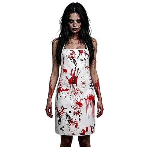 Generisch Disfraz de asesino de sangre sucio para mujer, disfraz de carnaval de Halloween, cosplay, accesorio cómodo, elegante, tiempo libre, cumpleaños, escena de terror, idea de Navidad