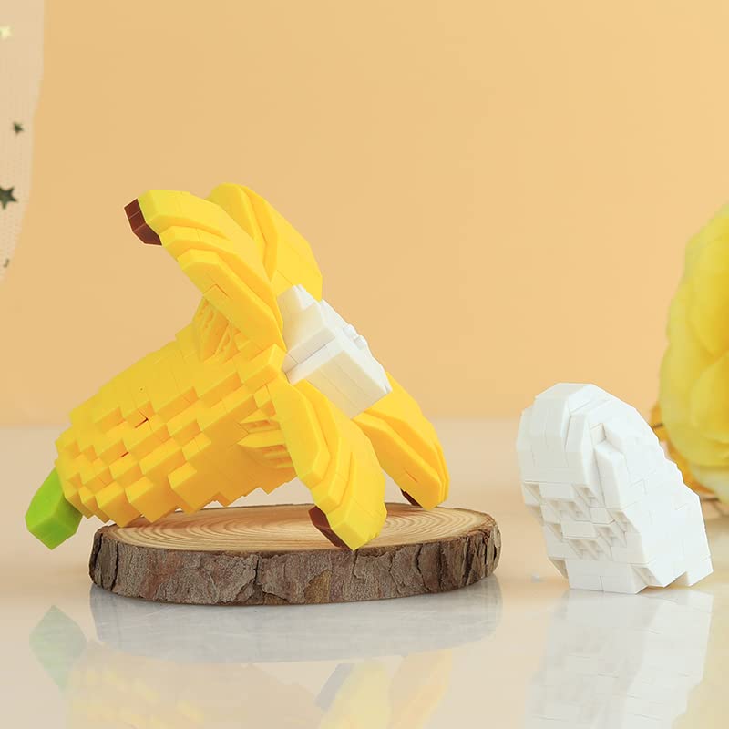 Fruit Mini Blocks, 3D Model Mini Diamond Blocks, The Best Gift for Kids and Adults. (Banana)