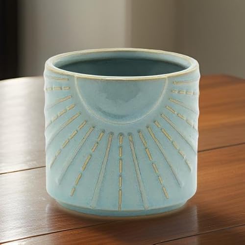 The Bridge Collection Vaso de cerâmica azul com feixe de sol - vasos de suculentas - orquídea, flor,