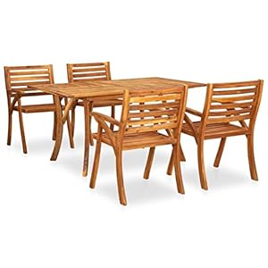 ZLVWB 5 pièces Salle à manger Ensemble Solide Espace extérieur en bois acacia avec ce jeu de salle à manger en bois (Color : A, Size : One size)