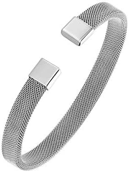 Mystigrey Men Jordan Stainless Steel Adjustable Cuff Open Mesh Bracelet Bangle For Men With Open and minimalist Design