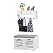 SoBuy FSR23-K-W FRG178-W Meuble d'entrée à chaussures avec porte-manteaux, Banc