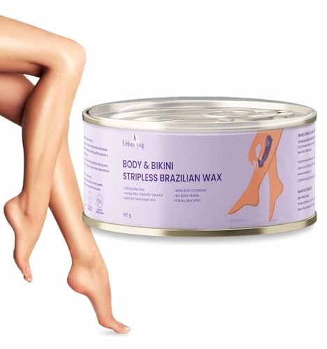 Image of Urban Yog Brazilian Face Wax (100g) & Body Stripless Brazilian Wax (190g) Combo | Liposoluble Wax for Women | Gentle Hair Removal for Face, Body & Sensitive Areas | Pan, Handle & Spatula Included