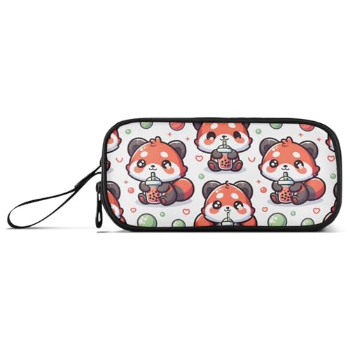 Image of Cute Red Panda Bubbles Pencil Case Box Boys Girls Large Pencil Pouch Zipper Compartments Big Capacity Stationery Pen Bag Organizer for Kids Teens Adults School Office