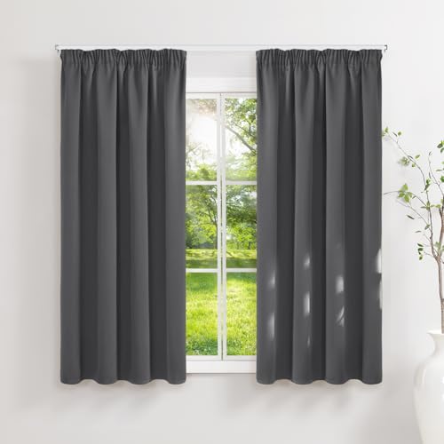 Runyéla Rideau Occultant Thermiques Isolant 140x160(LxH) Lot de 2 avec Galon Fronceur Anti Froid et Chaleur, Rideaux Opaque Anti UV Décoration Intérieure Chambre...