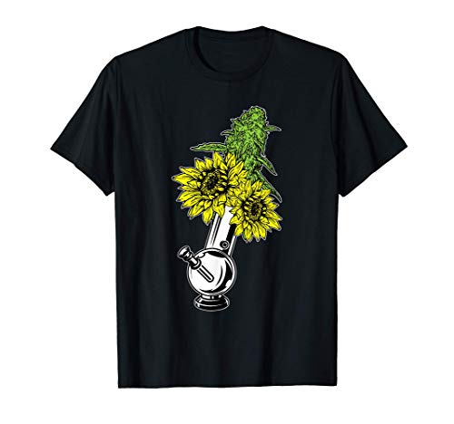 Weed Bong Sunflower Marijuana Leaf Cool Cannabis Lovers Gift Maglietta