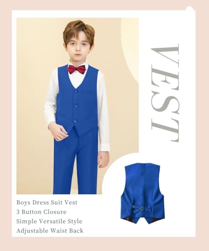 Image of Boys Formal Suit Vest Kids 3 Button Adjustable Back Strap Toddler Vests