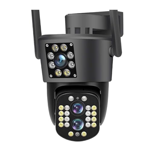 Cámara IP exterior 5K profesional con tres lentes de 12MP 2