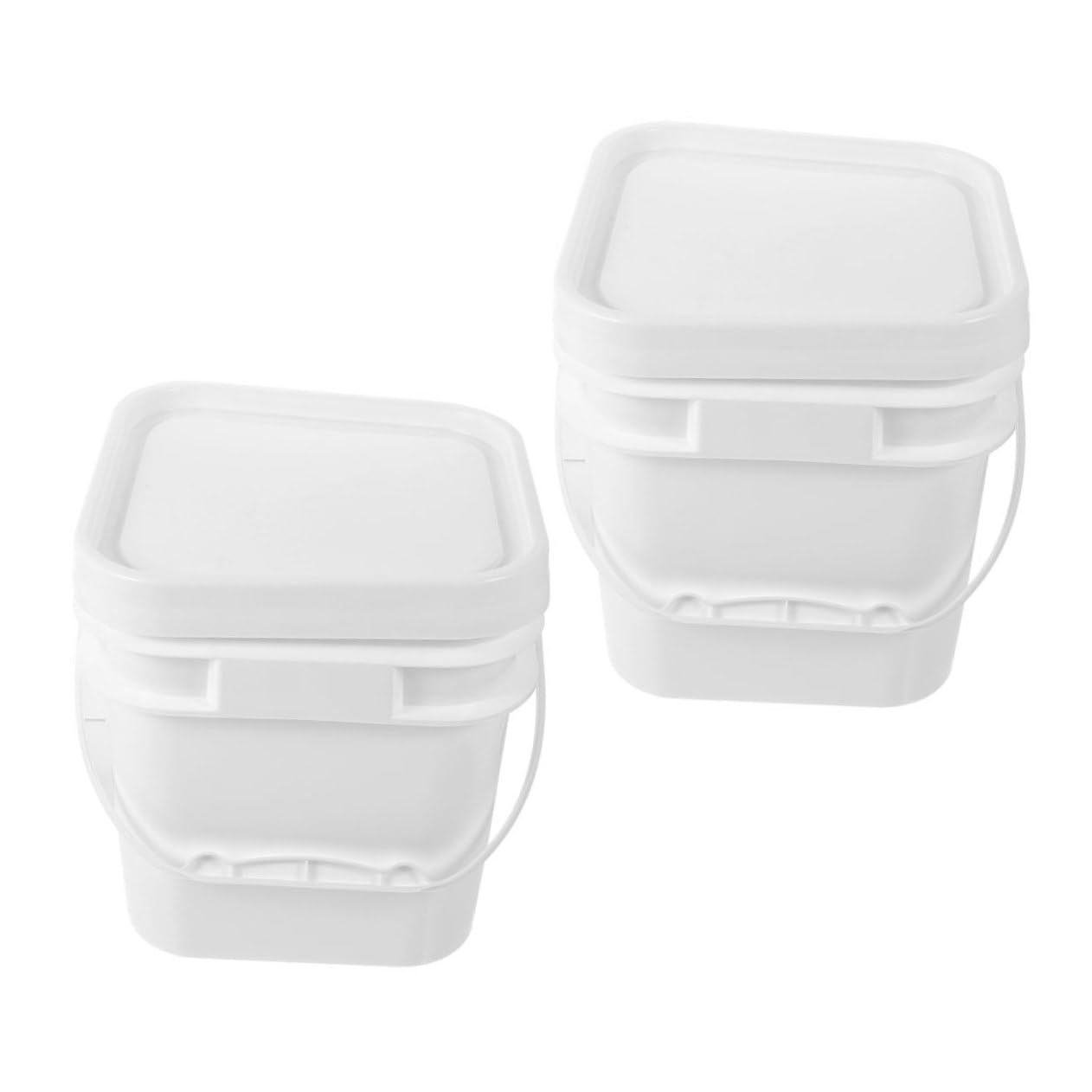 Cubo de Pintura de Plástico Blanco PP 5l con Tapa, 2 Unidades