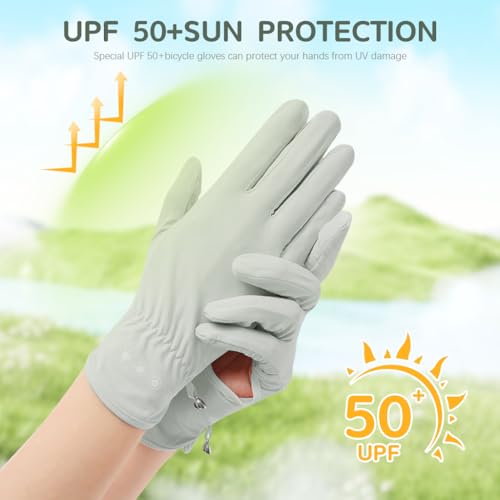 Image of SANNIDHI Silicone Hand Gloves for Sun Protection Gloves for Women Bike Riding, UPF 50+ UV Protection Ice Cool Gloves, Grey Summer Gloves for Driving, Golfing (Elastic Cuff & Breathable Palm Design)