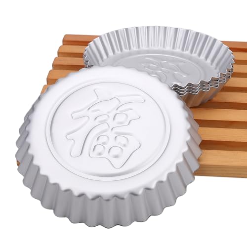4 6 Inch Fluted Round Aluminium Pie Pan With Word FU Xi Lucky Cake Tart Pizza Holder DIY Chinese New Year Festival Baking 5pcs A Lot (5pcs 6 Inch Fu Word Mold)