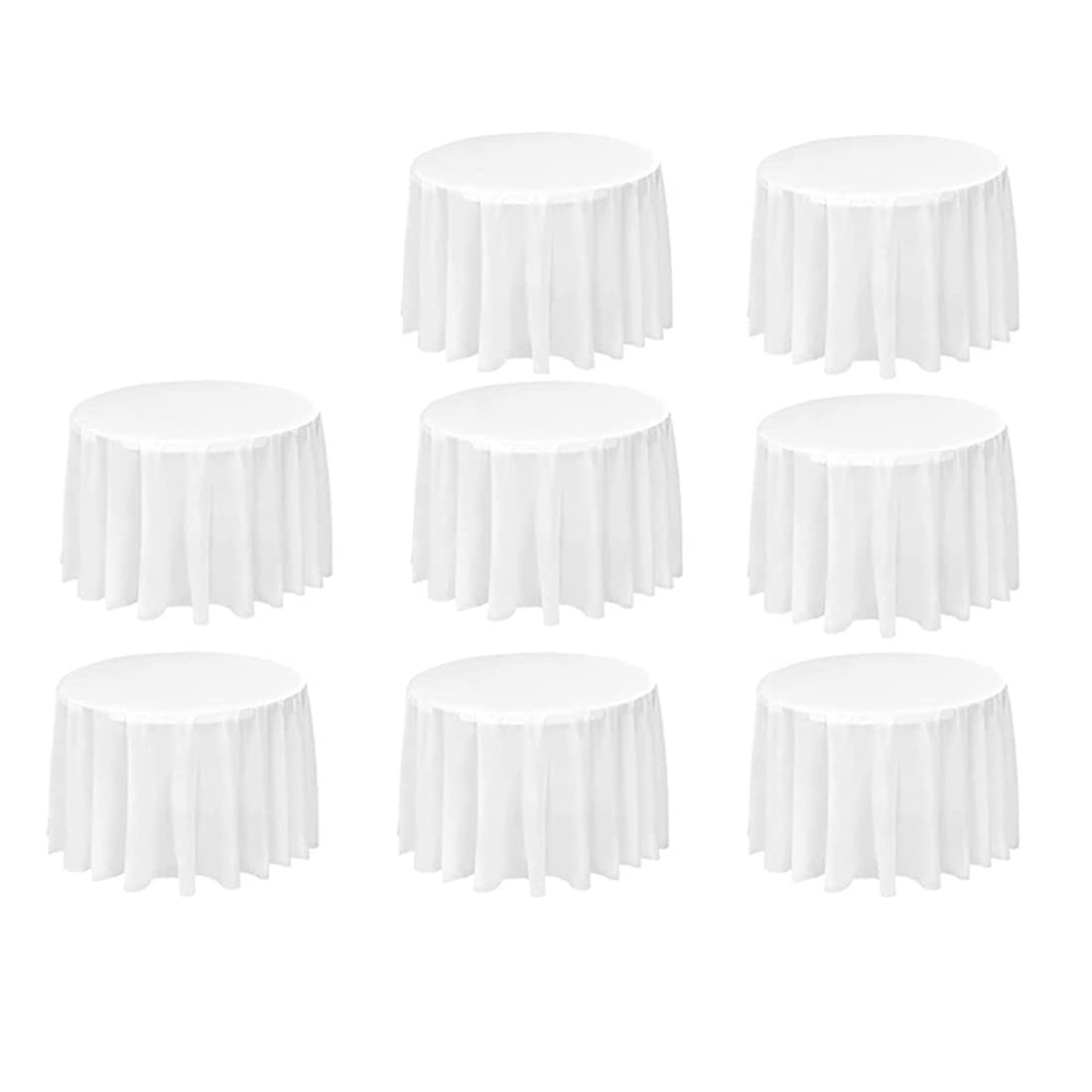 Nappes jetables blanches anti-taches lot de 8 nappes rondes en PEVA de 84" liquides