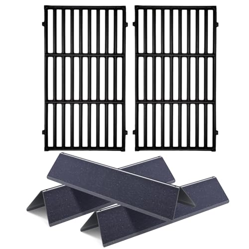 Cozilar 7637 7635 Cast Iron Grill Grates Parts for Weber Spirit 200 E-210 S-210 Spirit II GS4 E-215 E-220 67022 67045 15GA Porcelain Steel Cooking Flavorizer Bars BBQ Gas Grill Replacement 15.3 Inch