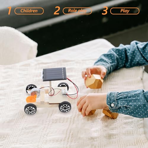 UPKOCH Solarauto Selber Bauen Projekte Stemmen Solarbetriebenes Auto Elektronik-kit 3D-Puzzle-Spielzeug Holz Elektroauto Holz Montage Solarauto Modell Kind Handbuch Kleine Produktion