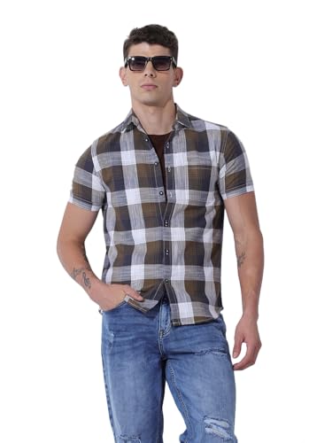 Chemise pour homme kaki XXL en coupe regular confortable