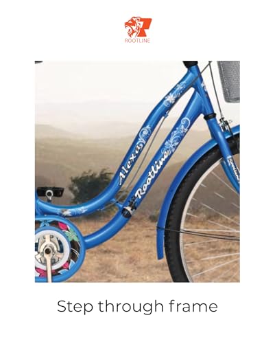 Image of ROOTLINE Alexa Dark Blue Bicycle For Girls /Women With Front Basket And Integrated Carrier | Road Bike | BCP Rim & Handle (Alexa Dark Blue), Frame Size- 18 Inch