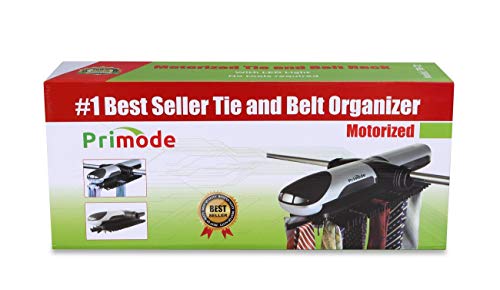 Primode Motorized Tie Rack Closet Organizer with LED Lights Includes J Hooks for Wired Shelving Stores Up to 72 Ties & 8 Belts Operates with Batteries by Primode - Image 6