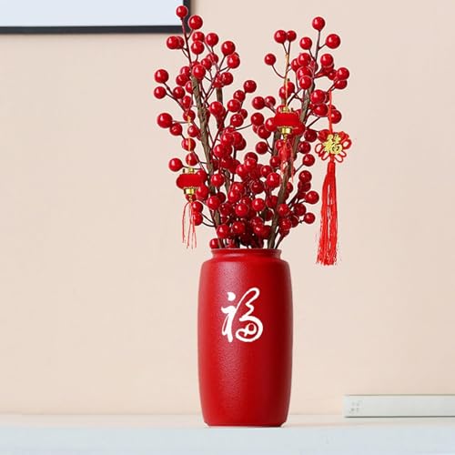 Vase en céramique rouge moderne comme objet de décoration d'étagère - 4