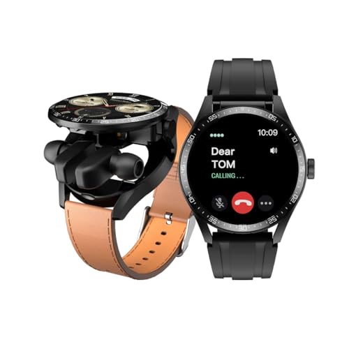 Image of HainoTeko Germany Haino Teko Germany Rw37 Watch Buds With Large Screen Round Shape AMOLED Display Smart Watch And Bluetooth Earbuds With 2 Pair Straps For Ladies And Gents