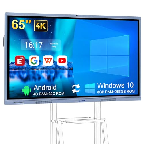 JYXCN 65" 4K Smart Board Interactive Digital Whiteboard, Android & Windows 10 Dual System 8 + 256 GB Smart Board & 20MP Camera | Touchscreen Electronic Smartboard for Classroom, Office